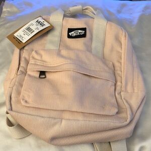 Vans 100% Cotton Low Key Mini Corduroy Backpack Blush Pink & Cream Color NWT